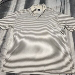 Nike Black and White Striped Polo Shirt